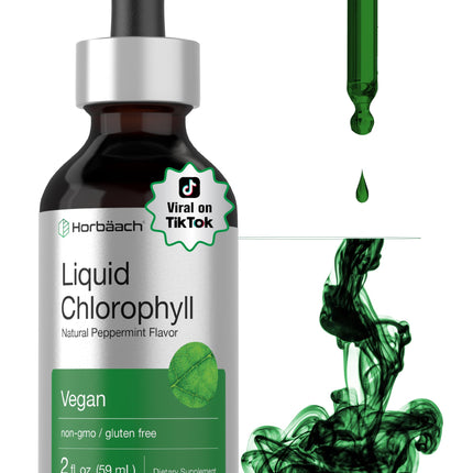Horbäach Liquid Chlorophyll Drops | 2 fl oz | Natural Peppermint Flavor | Vegan, Non-GMO & Gluten Free Formula