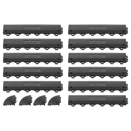 VEVOR Transition Edge Kit, 11-Piece, Durable PP Interlocking Modular Garage Floor Edging, Easy Installation, Only Compatible with VEVOR Drainage Mats, Black，Female