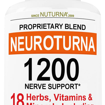 Neuroturna Support Supplement with 1200 mg Pure Alpha Lipoic Acid - Maximum Strength Formula with ALA + Vitamins + Minerals + Herbs - Best Natural Support - 180 Capsules