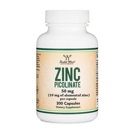 Zinc Picolinate 50mg, 300 Capsules (Immune Support) Non-GMO, Gluten Free (300 Day Supply) by Double Wood Supplements