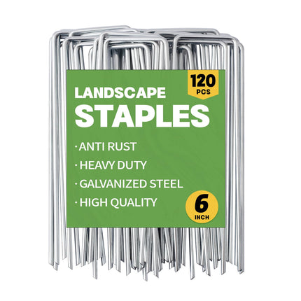 MAT 7-BANQUET Galvanized Landscape Staples 6 Inch 120 Pack Garden Stakes