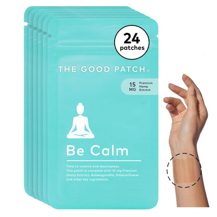 The Good Patch Be Calm Patch with Hemp, Unwind + Decompress, Natural Patch with Hemp Extract, Ashwagandha Root, Passionflower, Plant Powered Wearable Wellness, Sustained Release (24 Total Patches)