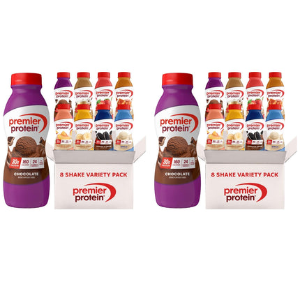 Premier Protein Shake, Variety Pack (8 Flavors, 2 of Each), 30g Protein, No Added Sugar, 24 Vitamins & Minerals, 11.5 fl oz Bottles (16 Pack)