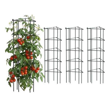 Vego 3-Panel Tomato Cage for Garden & Pots, Rust-Resistant Tomato Stakes Plant Cage Trellis Support for Climbing Vegetables Plants- 11.5" Triangle 4 Pack