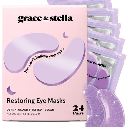 grace & stella Retinol Under Eye Patches for Wrinkles (Purple,24 Pairs)