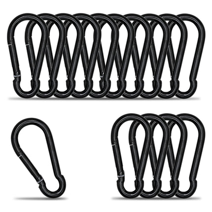 Carabiner Clip Hook, 3.15 inch 15 pcs Black Heavy Duty Spring Snap Hook Key Chain, Carabiners Clips for Outdoor Camping, Swing Set, Hammock, Hiking Travel, Fishing, Quick Link Keychain