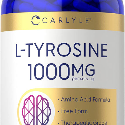 Carlyle L Tyrosine Capsules 1000mg | 300 Count | Therapeutic Grade | for Men and Women | Non-GMO & Gluten Free Supplement