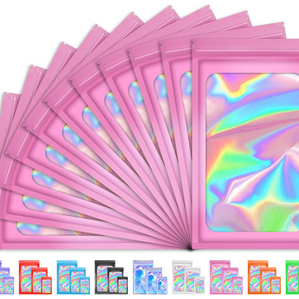 TIFICAL 100PCS Resealable Holographic Bags, Jewelry Bags|Pink,2.9x4.7in