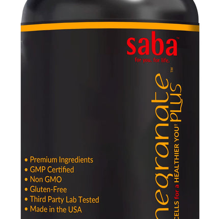 Saba Pomegranate Plus™ | Premium Longevity Support with AstaReal® Astaxanthin & Pomegranate Extract | Advanced Antioxidant Support for Healthy Aging, Cellular Protection & Daily Vitality | 60 Capsules