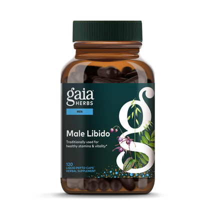 Gaia Herbs Male Libido - Herbal Supplement with Saw Palmetto, Horny Goat Weed & Oats - Traditional Herbs to Support Vitality & Energy Levels for Men - 120 Vegan Liquid Phyto-Capsules (120 Servings)