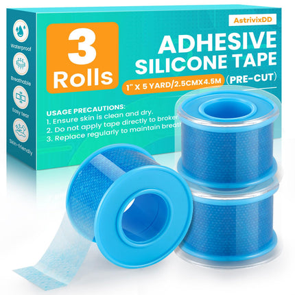 3 Rolls Soft Silicone Tape,Pre - Cut Waterproof Medical Tape Mouth Tape