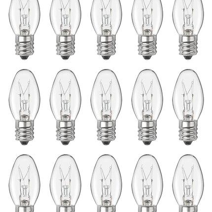 OuuKoo Salt Lamp Bulbs - 15 Watt Light Bulbs for Scentsy Wax Warmer - C7 Replacement Bulbs for Plug in Wax Diffuser- Warmwhite - Dimmable,15 Packs