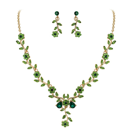BriLove Wedding Jewelry Set for Women Bride,Prom Accessories Emerald Color