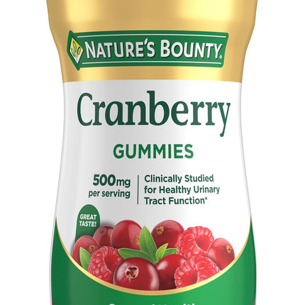Nature's Bounty Cranberry Gummies, Urinary Tract Support, 500 mg, Cran-Raspberry Flavor, 150 Ct
