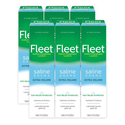 Fleet Laxative Saline Enemas for Constipation Relief for Adults, Extra Volume, 7.8 Fl Oz Each, Pack of 6 Bottles