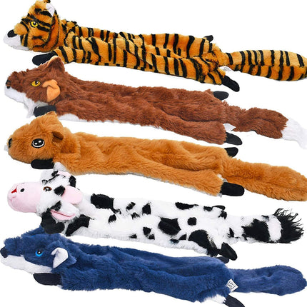 SHARLOVY Dog Squeaky Toys 5 Pack, Pet Crinkle Toy No Stuffing Animals Plush