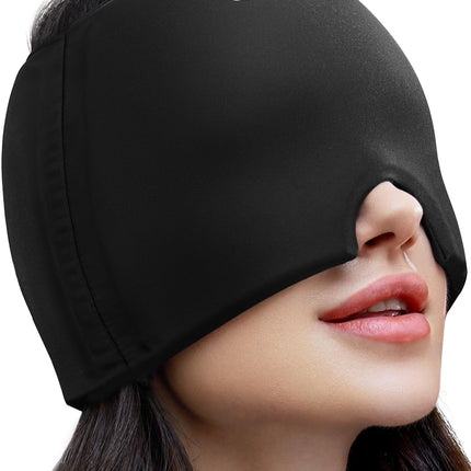Qnoon Migraine Relief Cap, Headache Relief Cap Mask Products, Cooling Odorless Gel Ice Head Wrap for Tension, Stress,Hangover & Puffy Eyes