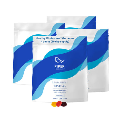 Piper Biosciences 60 Day Supply Cholesterol Health Gummies 240 Gummies (Four Packs Each with 60 Gummies): Plant Sterols Supplement for Healthy Cholesterol
