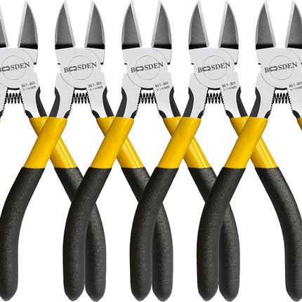 BOOSDEN 5" Wire Cutters, 5 Pack, Precision Cutting Pliers, Ultra Sharp Wire Snips Wire Clippers, Spring Loaded Flush Cutter, Diagonal Cutting Pliers for Jewelry Making Crafting, Wire Cutters Set