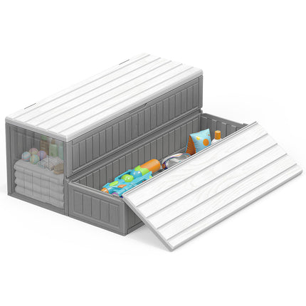 CAMMOO Hot Tub Steps - Double-Decker Large Storage & Snap-Together Assembly, Fully Sealed Spa Steps with Non-Slip Wider Step, Hot Tub Stairs, Outdoor/Indoor, Grey-White