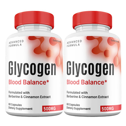 Gold Nutra Glycogen Capsules Blood Balance, Premium All Natural Ingredients, Official Maximum Strength Pills Glycogen Blood Supplement Vitamins (2 Pack)