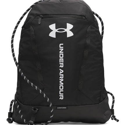 Under Armour Unisex Hustle Sackpack, (001) Black/Black/White, One Size Fits Most