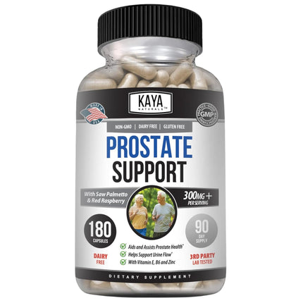 Kaya Naturals Prostate Support | Potent DHT Blocker for Hair Growth, Promote Sleep, Beta Blocker to Reduce Frequent Urination, Support Bladder Emptying & Stamina Supplement (180 Capsules)