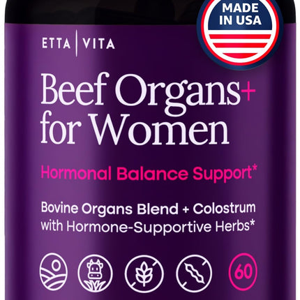 Primal Beef Organ Supplement for Women (Made in USA) Boosted w Shatavari, Maca, Ashwagandha, and Chasteberry - Grass Fed Uterus, Ovary, Liver, Kidney, Heart Bone Matrix, Gotu Kola and Queen Colostrum