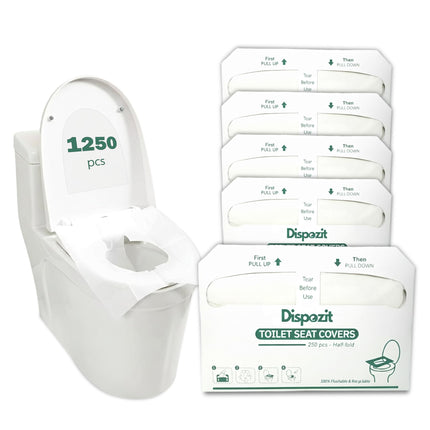 1250 Pcs Flushable Toilet Seat Covers for Hotel, Business, and Commercial