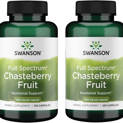 Swanson Chasteberry Fruit - Herbal Supplement Promoting Women's Health & Menopausal & Menstrual Support - May Support Balance & Skin Health - (120 Capsules, 400mg Each) (2 Pack)
