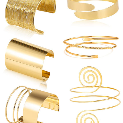 BOMAIL 6 Pieces Gold Upper Arm Cuff Band Bracelet Set