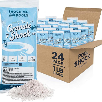 Cal Hypo Granule Pool Shock – Fast-Dissolving Chlorine Shock Treatment for Swimming Pools – Powerful Pool Water Clarifier & Sanitizer – for Inground & Above Ground Pools – 1 lb Bag (24 Pack)