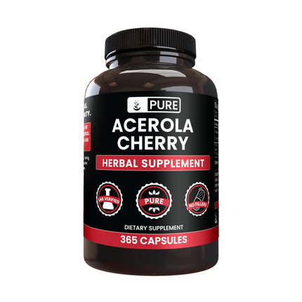 PURE ORIGINAL INGREDIENTS Acerola Cherry (365 Capsules) No Magnesium Or Rice Fillers, Always Pure, Lab Verified