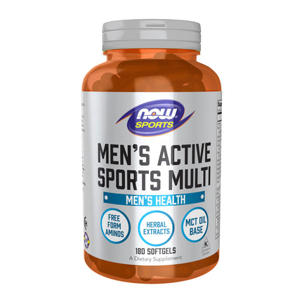NOW Foods Sports Nutrition, Men's Extreme Sports Multi with Free-Form Amino Acids, ZMA®, Tribulus, MCT Oil, and Herbal Extracts, 180 Softgels