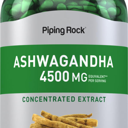 Piping Rock Ashwagandha Supplement | 240 Capsules | Pills for Women and Men | with Black Pepper Extract | Extra Strength Herb Root | Non-GMO & Gluten Free