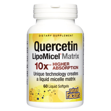 Natural Factors, Quercetin LipoMicel Matrix for Superior Absorption,Gel, 60 Count