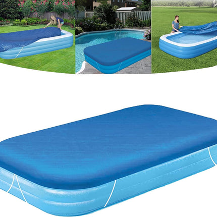 Inflatable Pool Cover for 120in x 72in Rectangle Swimming Pool, Rectangular Pool Covers, Built-in Elastic Dustproof Rainproof Foldable Above Ground Pool Cover (Blue, 120in x 72in)