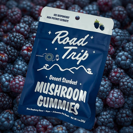 Road Trip - Desert Stardust - Mushroom Extract Gummies - Nootropic Blend - (2-Packs, Blue Raspberry)
