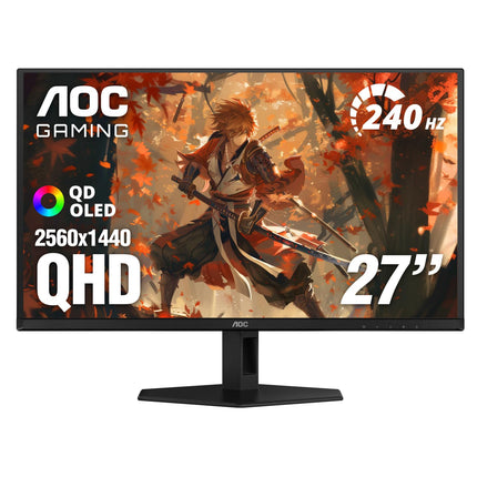 AOC 27 Inch QHD Gaming Monitor 240Hz 0.3ms, Overclock 260Hz, IPS, 2560x1440, G-Sync Compatible, HDR Ready, DisplayPort 1.4 HDMI 2.0, VESA Mount, 3-Year Zero-Bright-Dot, Q27G41ZE