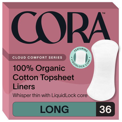 Cora 100% Organic Cotton Topsheet Period Liners (84 Regular Period Liners)