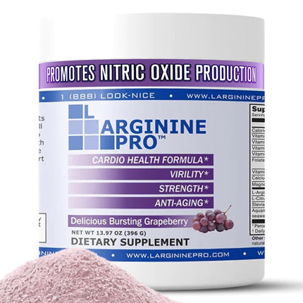 L-Arginine Pro 5,500mg L Arginine + 1,100mg Citrulline | Nitric Oxide Booster |Supports Pre Workout Energy, Blood Flow & Circulation, Grape (30 Servings)