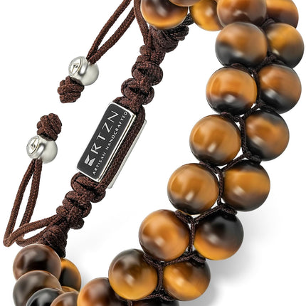 RTZN® Tigers Eye Bracelets for Men – Premium Artisan Handcrafted Golden Brown Tiger Eye Bead Bracelets – Natural Stone Tiger Eye Bracelet Men Beaded Bracelets (Morocco)
