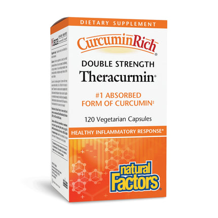 Natural Factors CurcuminRich Double Strength Theracurmin - Antioxidant Support Supplement with Curcumin - Dietary Supplement Aids Muscle & Joint Health - 120 Vegetarian Capsules (120 Servings)