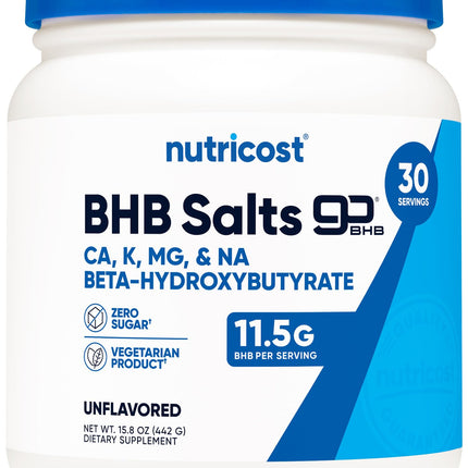 Nutricost Keto BHB Exogenous Ketones 4-in-1 (30 Servings) 12g Beta-Hydroxybutyrate (BHB) Per Serving, (Unflavored) - Ketone Salts