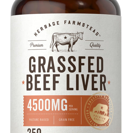 Carlyle Grass Fed Beef Liver Capsules | 4500mg | 250 Count | Desiccated Supplement | Non-GMO, Gluten Free | by Herbage Farmstead