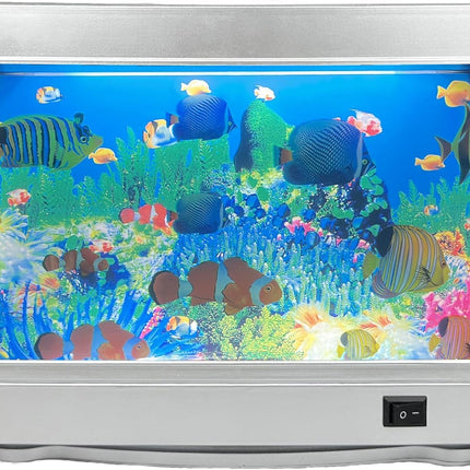 Tokenkuko Fake Motion Fish Tank Mini Aquarium, Artificial Tropical Decorative Lamp Night Light with Moving Fish, Gift for Family(US Plug)