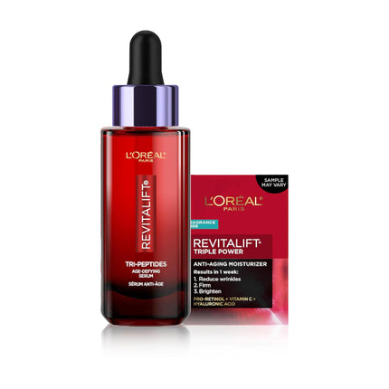 L'Oreal Paris Revitalift Triple Power Face Serum, 1 Fl Oz  + Sample