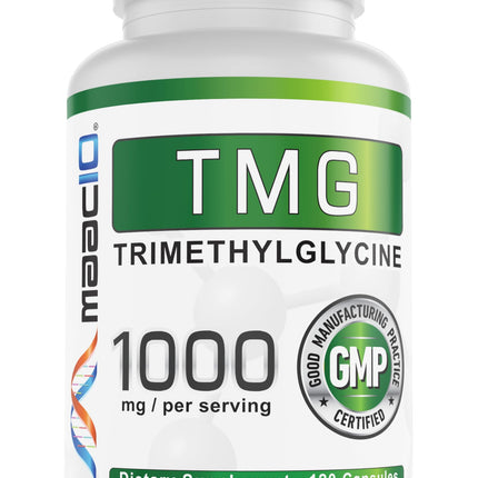 MAAC10 TMG 1000MG NSF Certified Supplement | Trimethylglycine or Betaine Anhydrous | Methylation, Homocysteine and Liver Support (120 Capsules)
