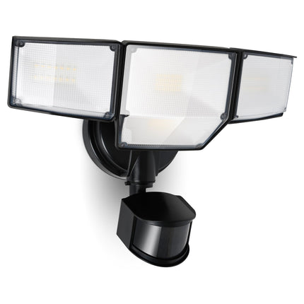 LUTEC 80W 9000LM LED Security Light Hardwire Motion Sensor Outdoor Lights, 4 Head LED Flood Lights Outdoor 5000K Daylight, IP65 Waterproof, Motion Detected Lights for Outside, Garage, Yard (Black)