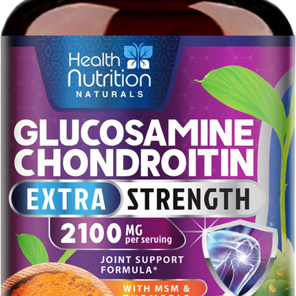 Glucosamine Chondroitin MSM Complex - 3X Strength Joint Support Supplement with Glucosamine Sulfate, Turmeric, Boswellia - For Cartilage, Mobility & Flexibility - Bottled in USA - 240 Capsules